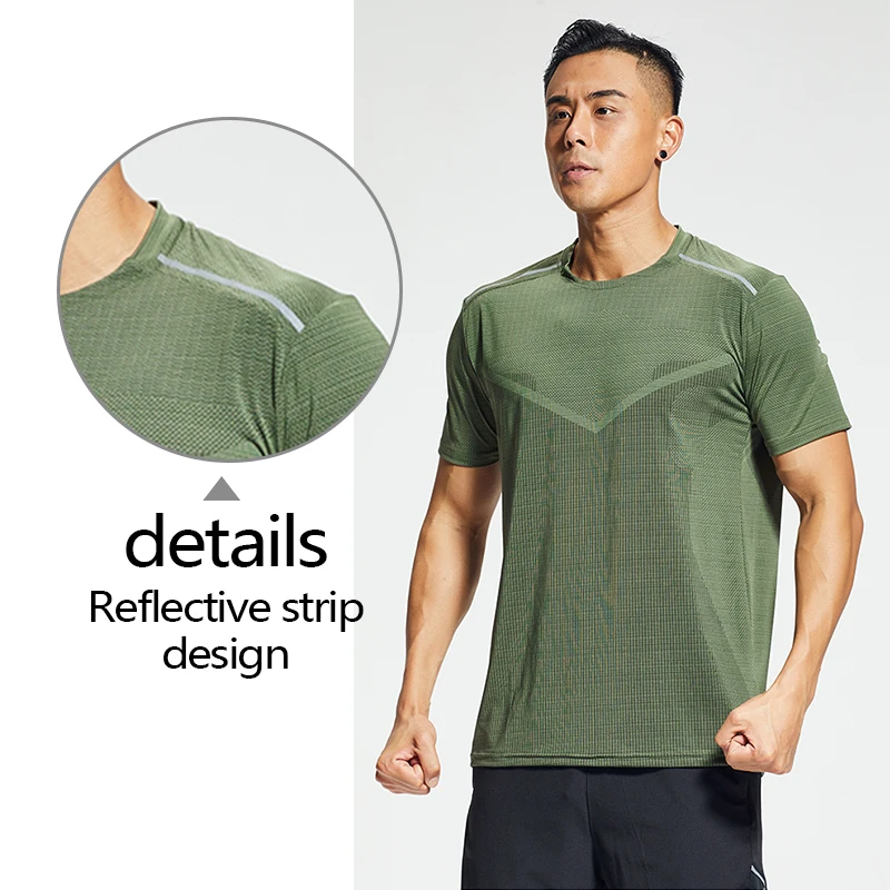 Men Sports T Shirts Gym Fitness Running Sportswear Quick Dry Short Sleeve Tee Breathable Training Workout Outdoor Jogging