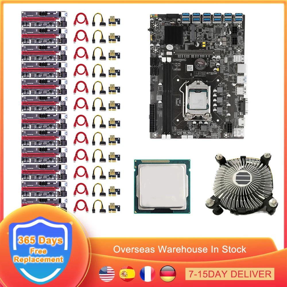 

Набор материнской платы B75 для майнинга BTC, материнская плата 12 PCI-E к USB 1155 DDR3 LGA MSATA ЦПУ, реестровая карта PCIE, Риг для майнинга биткоинов