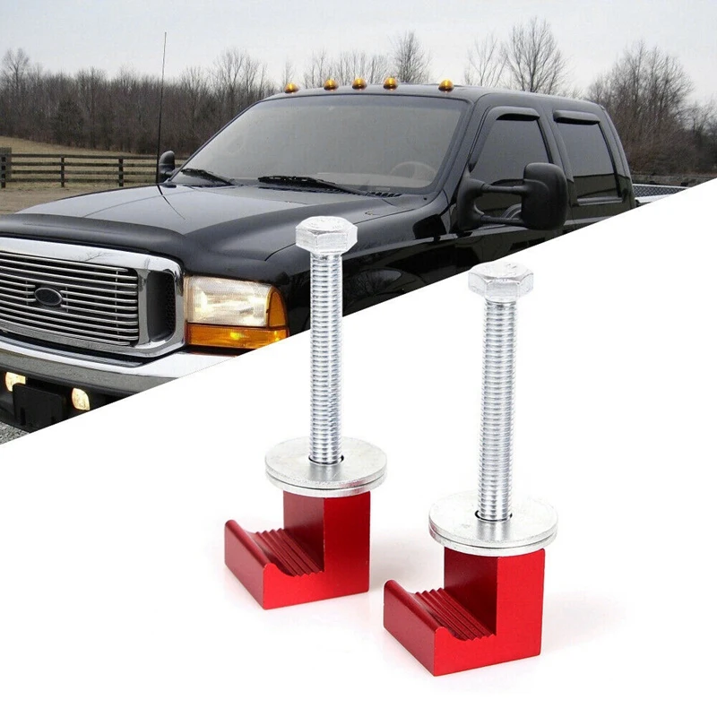 

Premium Tool Box Tie Downs Aluminum J Hook Crossover Toolbox Pickup Truck Universal Fit (2 PCS, Red)