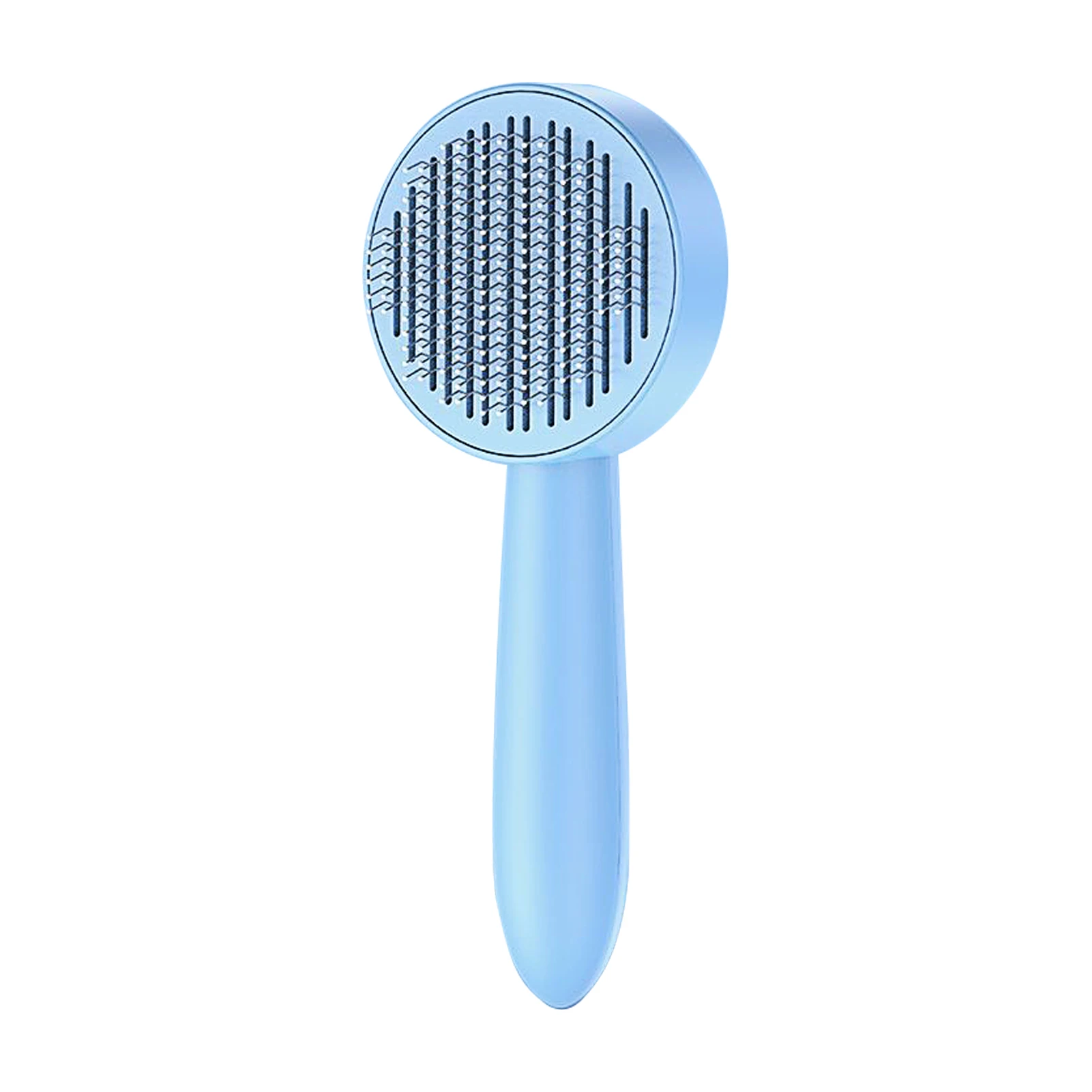 

Skin Friendly Universal Easy Clean Self Cleaning Blue Removable Grooming Portable Multifunctional Cat Brush With Release Button