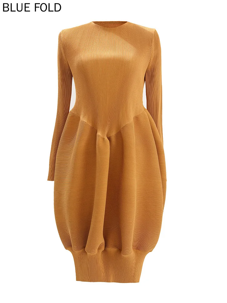 Женское плиссированное платье миаке элегантное свободное и облегающее с