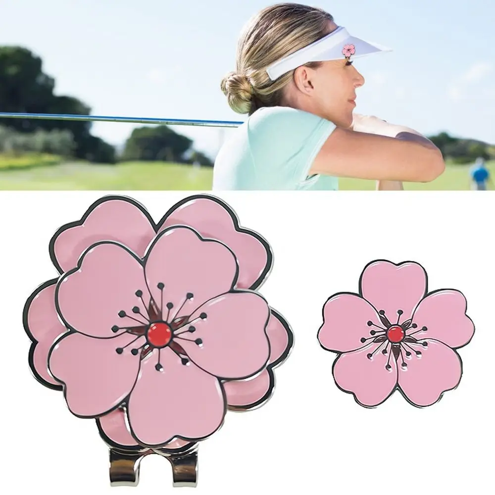 

Durable Magnetic Sports Golf Training Aids Golf Ball Marker Golf Cap Clip Golf Hat Clip Peach Flower Pattern