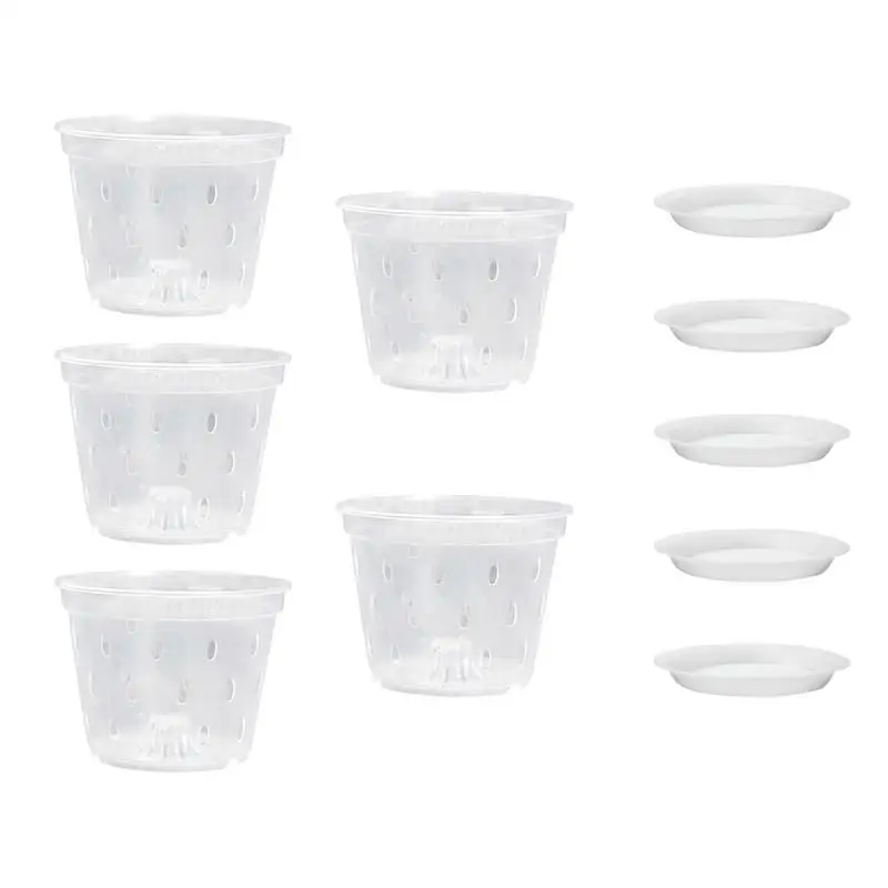 

Orchid Pots For Repotting Orchid With Drainage Holes And Saucers Slotted Orchids Planter Pots For Orchids Guide Root Growth