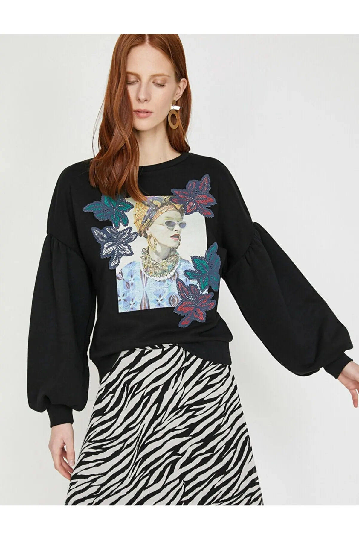 

Female Black Printed Sweatshirt Female Clothing Women Clothes Sweatshirts Hoodies for Women 3035979