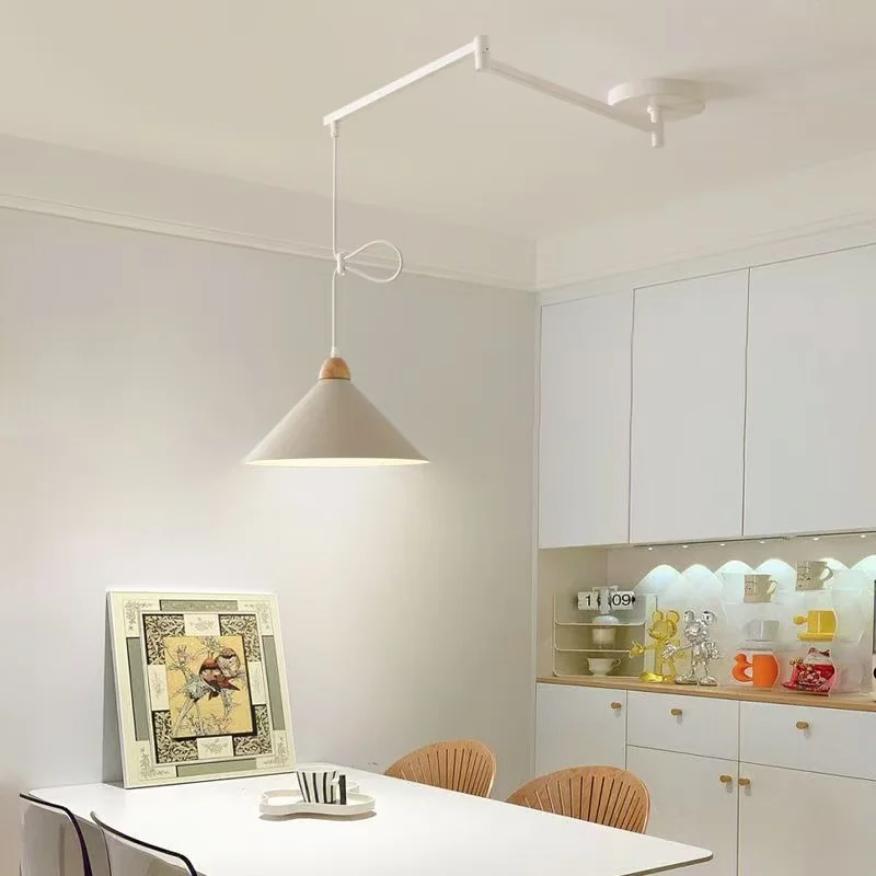 Фото Подвесные светильники Bauhaus Nordic Ambiance с регулируемым кронштейном и LED-подсветкой, художественные креативные лампы для гостиной, домашнего декора, люстра №1