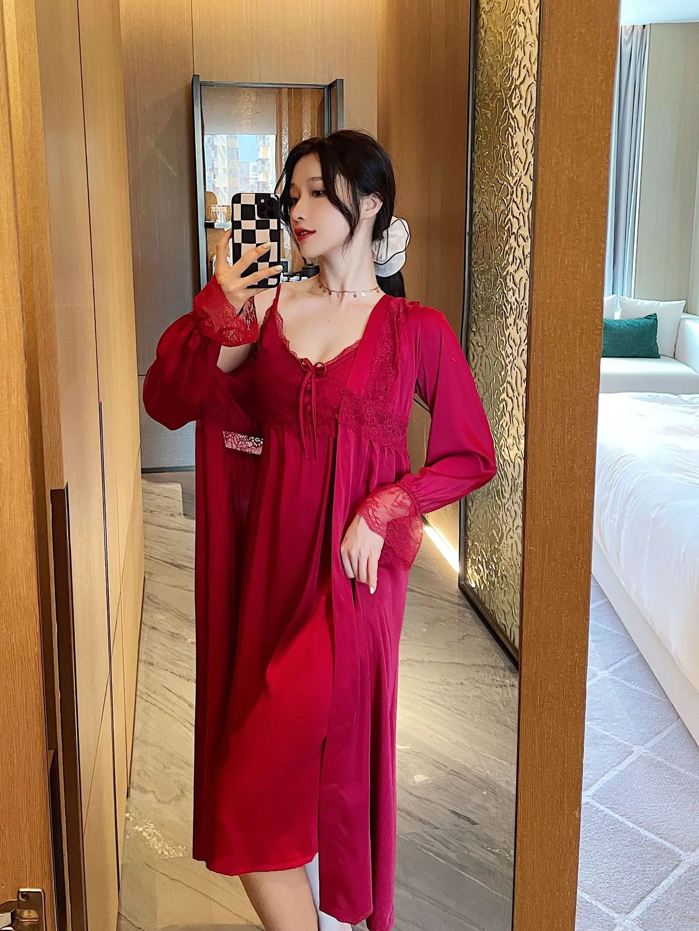 Fdfklak Leisure Thin Bride Dressing Gown Spring New Comfort Korean Female Night Gown Robe Lingerie Sleep Wear For Women