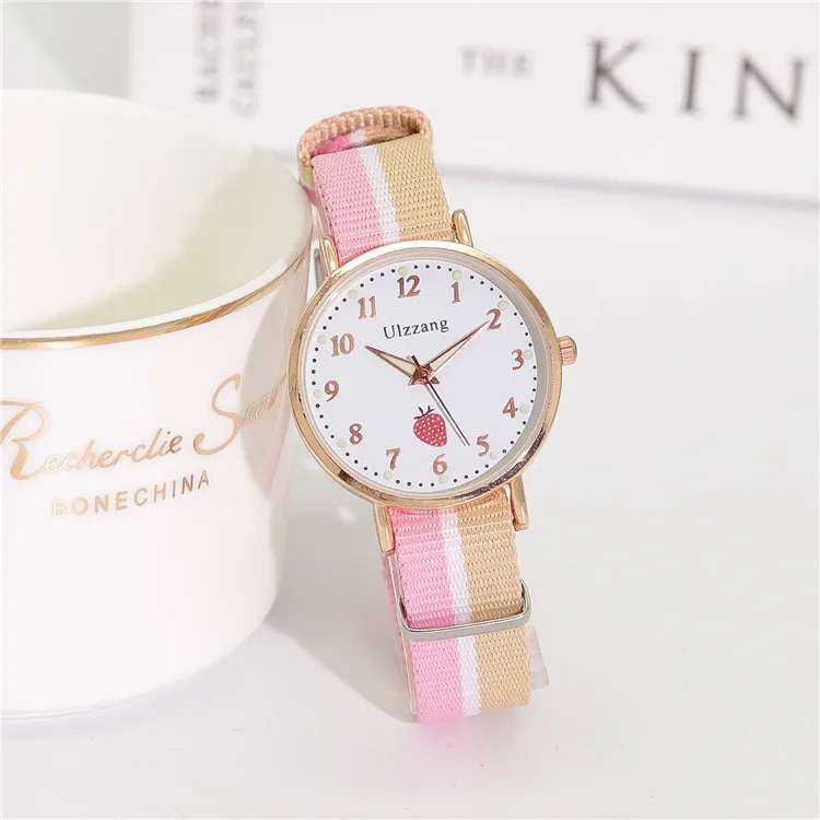 

Классический Модный нейлоновый ремешок в полоску для женщин, тканевый ремешок, водонепроницаемые часы, простой кварцевый ремешок на запяст...