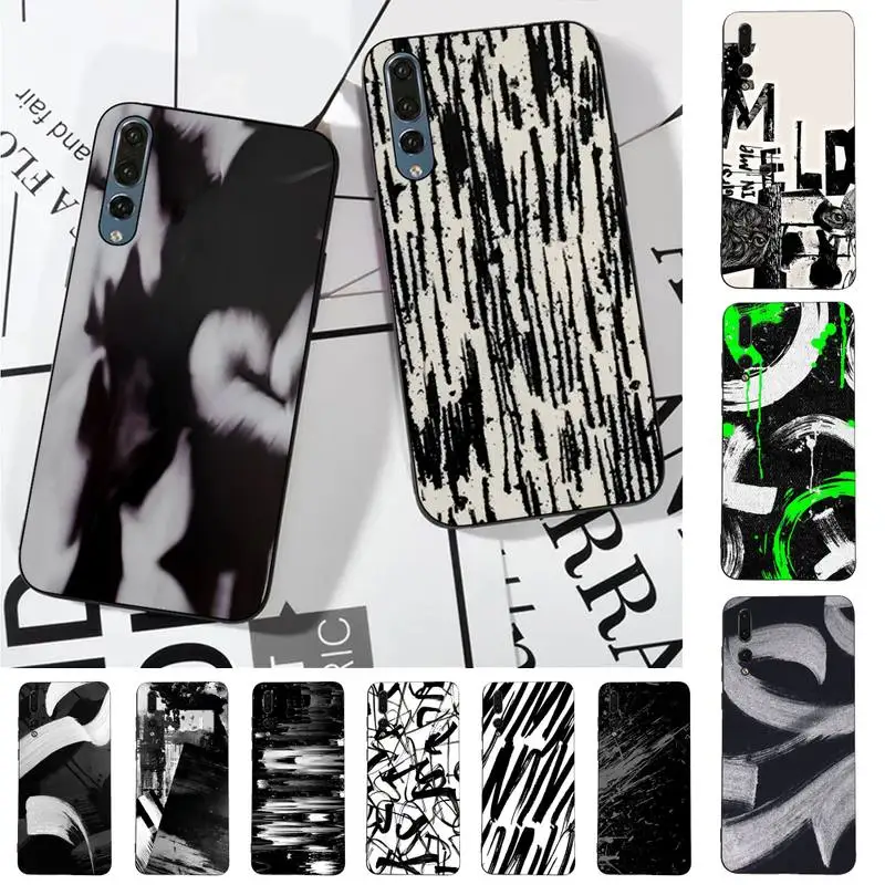 

Black White Blooming Phone Case for Huawei P30 40 20 10 8 9 lite pro plus Psmart2019