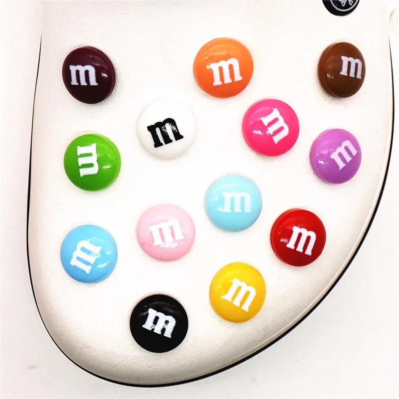 Simulation M Chocolate Beans Shoe Charms Decoration Realistic Rainbow Sugar Shoe Accessories fit croc jibz Kids Party X-mas Gift