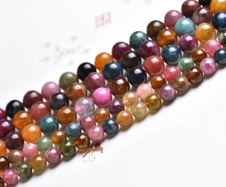 

AAA 4mm 5mm 6mm 7mm 8mm 9mm 10mm Natural Crystal Tourmaline Beads Gemstone For Jewelry Diy Bracelet Necklace Strand 15"