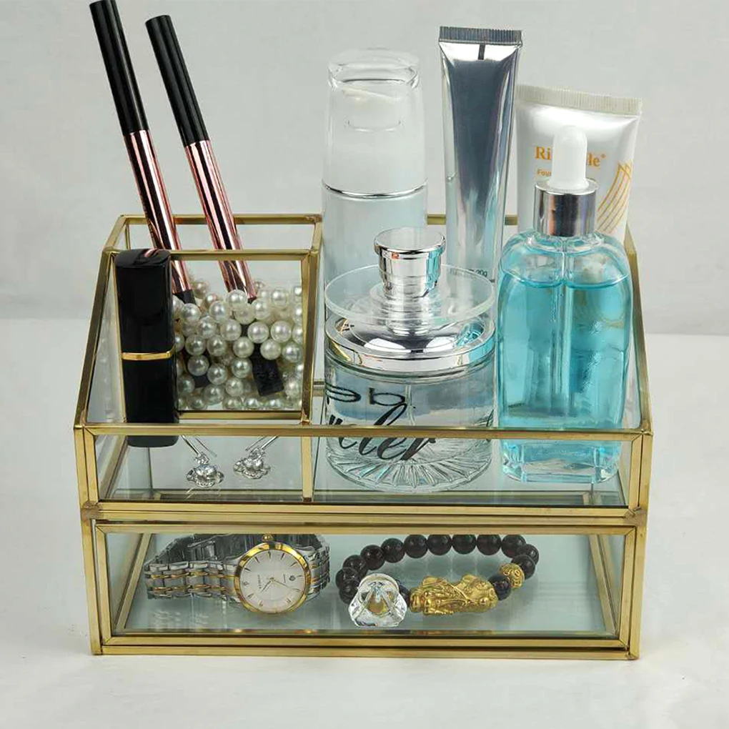 

Storage Box Jewelry Bin Cosmetic Case Decorations Transparent Craftsmanship Embellishment Makeup Organizer Glass Boxes
