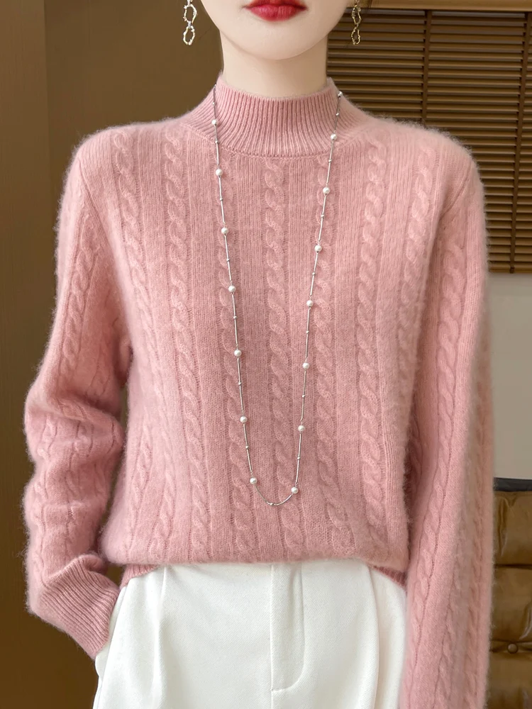 Новинка 2024 женский шерстяной свитер из мериноса утепленная толстовка с