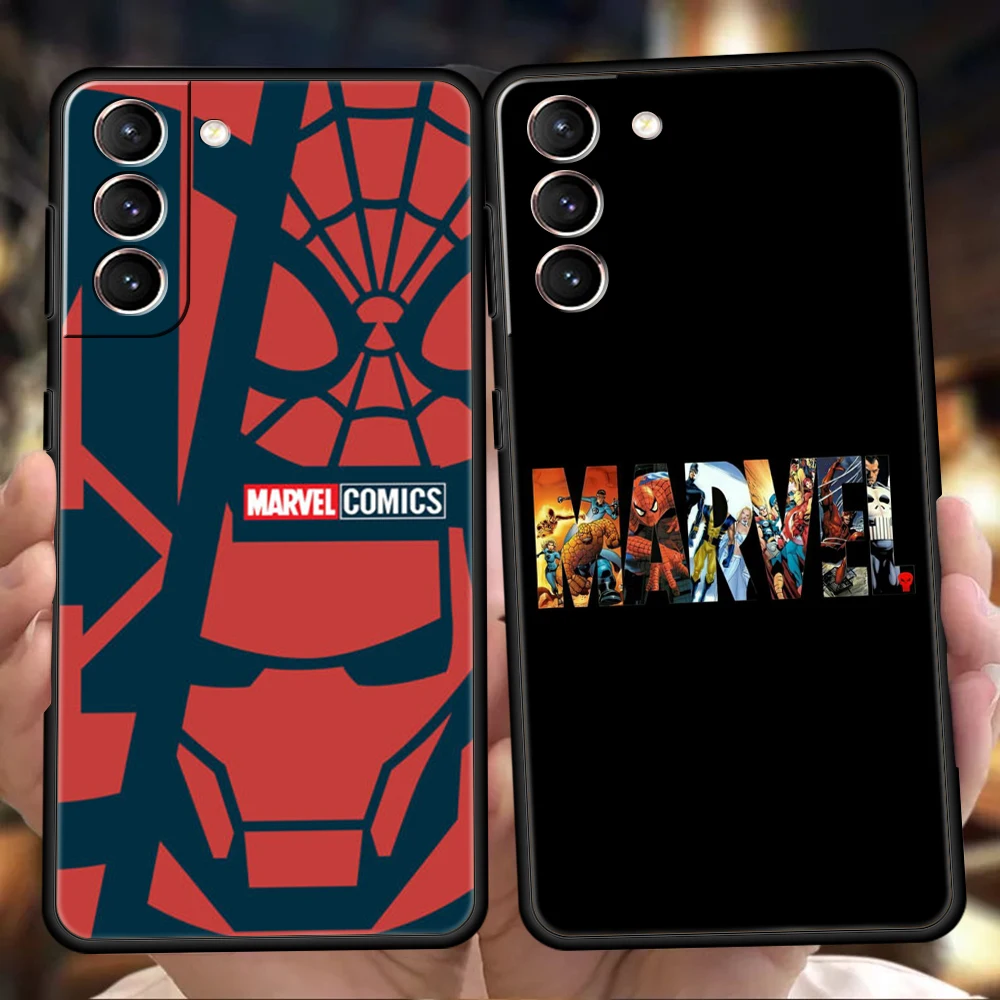 

Marvel Logo Case for Samsung Galaxy S22 S20 S21 FE Ultra S10 S9 M22 M32 Note 20 Ultra 10 Plus 5G Silicone Phone Cover Fundas Bag