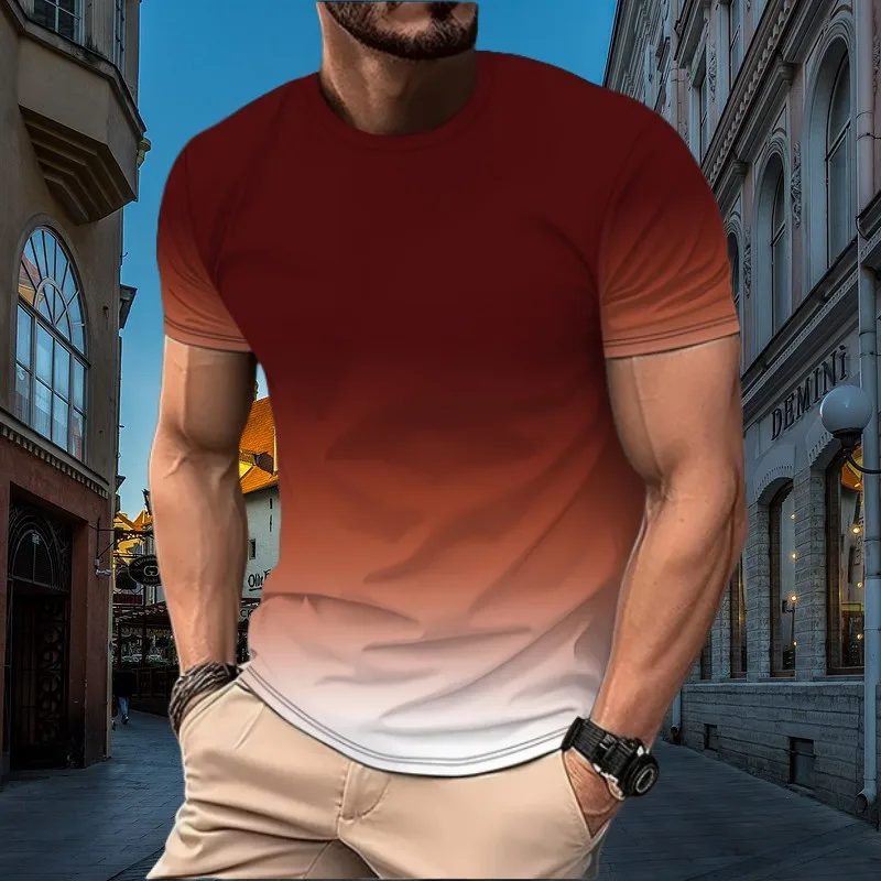 Новая летняя мужская футболка с постепенным цветным буквенным принтом