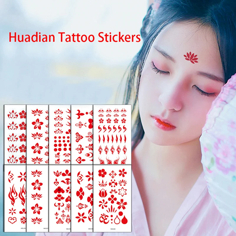 

10 шт., пикантная тату-паста для бровей Huadian, эстетическое искусство, старинный стиль, паста для лба для девочек, младенцев, временная тату-нак...