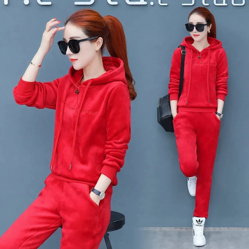 Женский бархатный свитшот повседневный спортивный костюм золотого цвета