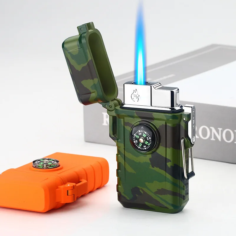 

New Butane Gas Lighters Outdoor Waterproof Windproof Lighters Cigarette Lighters Men's Gadget Compass Lighters Unusual Lighters