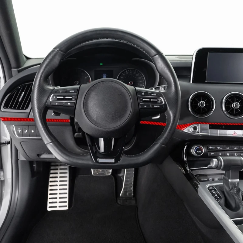Фото Для Kia Stinger 2018-2023 GTS: Накладки на приборную панель из настоящего карбона, декоративные полосы, аксессуары для интерьера автомобиля (левый/правый руль) №2