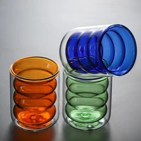 creative glass cup heat resistant tumbler drinkware tea juice milk coffee mug home water glasses ripple mug 220ml