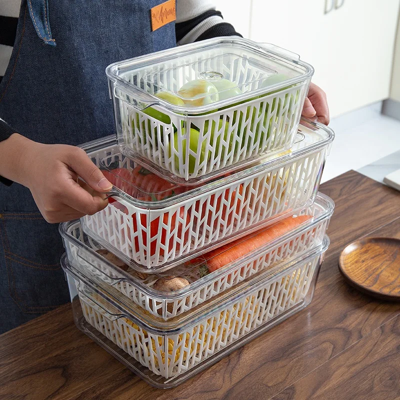 

Fridge Drawer Refrigerator Organizer Keep Food Fresh Clear Drain Container Pantry Organizer Kitchen ItemsStorage Baskets