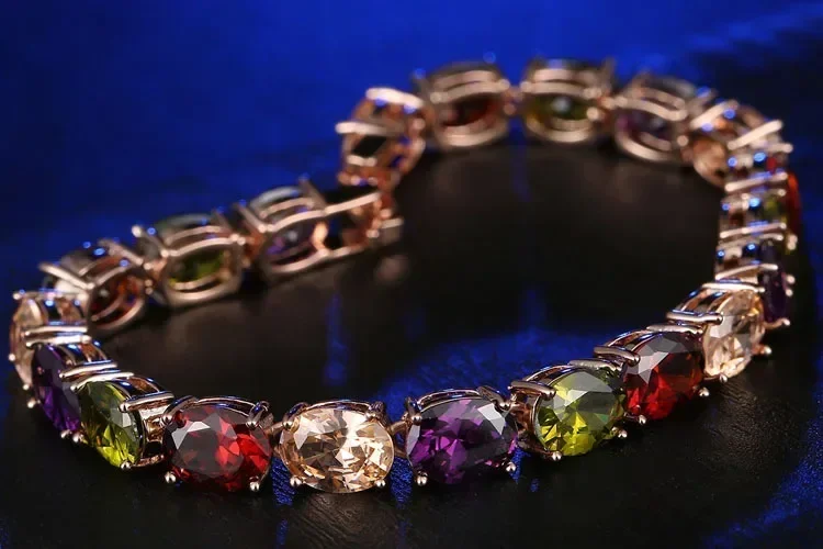 Высококачественный Женский браслет из розового золота с цирконием Мона Лизы