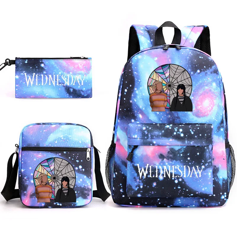 

Wednesday Addams Student Bag Family Wednesday Backpack Meal Bag Pencil Case Boys Girls Anime Cartoon School Bag Mochila