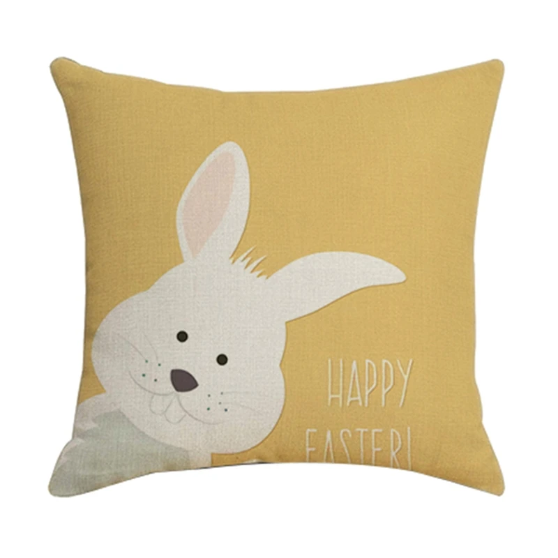 

Easter Bunny Cushion Cover Linen Pillowcase For Living Room Decoration Pillow Case For Sofa Car Pillow Cover 45X45cm