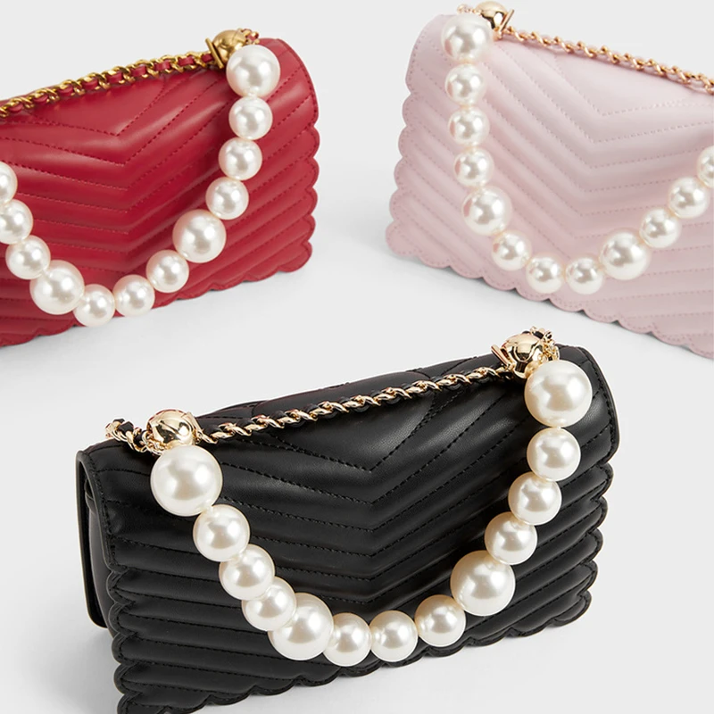 

Big Beaded Pearl Chain 25-39cm Faux Pearl Handbag Strap Replacement Lady Shoulder Bag Belts 2022 Fashion Women Bag Accessories