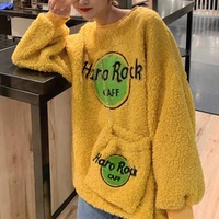 women harajuku loose casual warm tops o neck autumn winter pullover female sweatshirt 2021 letter pattern print jumper with bag