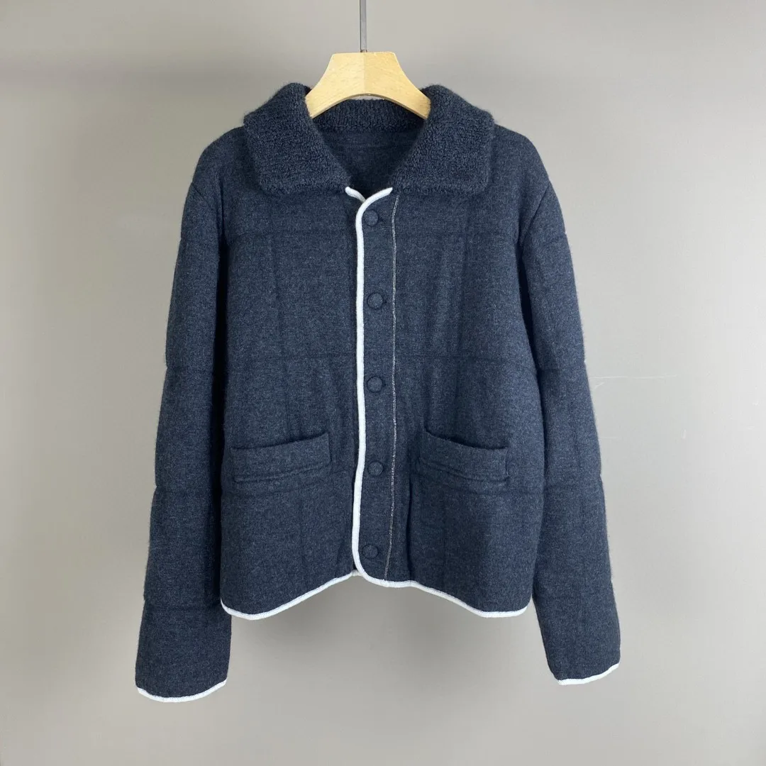 Женское однобортное кашемировое пальто удобное трикотажное с отложным