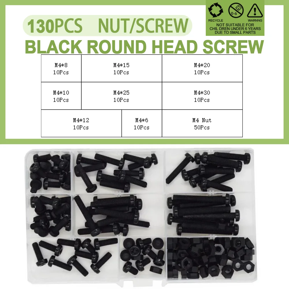 

Винт крестообразный M2 M2.5 M3 M4, белый, черный, с метрической резьбой, нейлоновая сковорода, круглая головка, крестообразный пластиковый болт, набор гаек в ассортименте