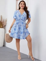 2022 new women plus size dress floral larges big plussize streetwear clothes clothing casual wear for female suits