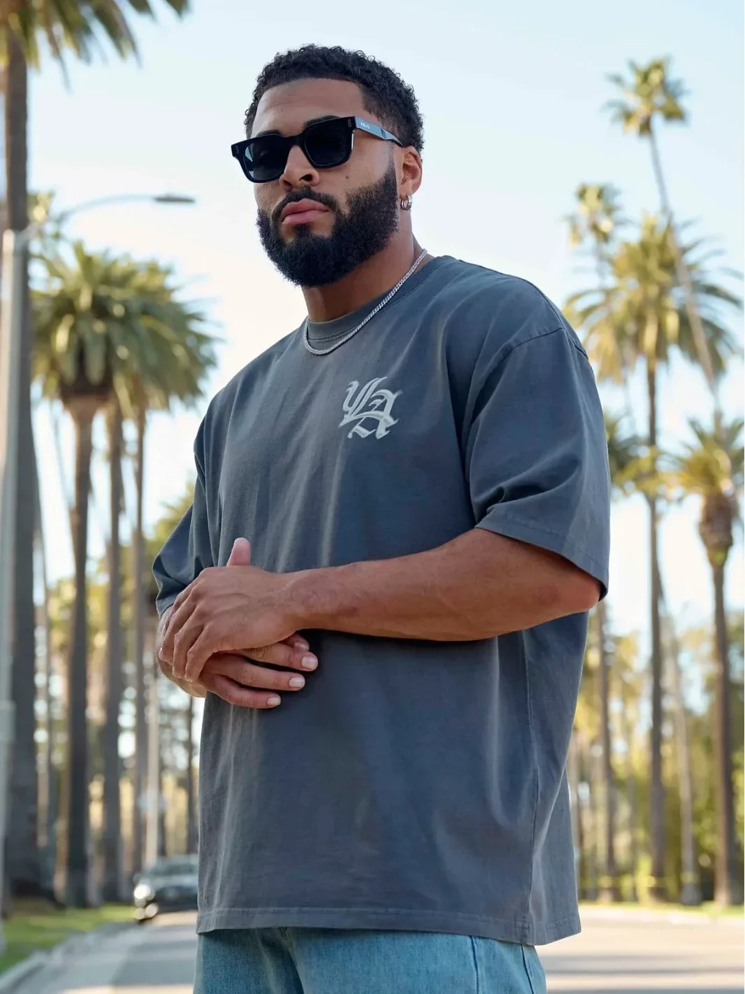 YOUNGLA новая летняя мужская футболка большого размера в американском модном стиле