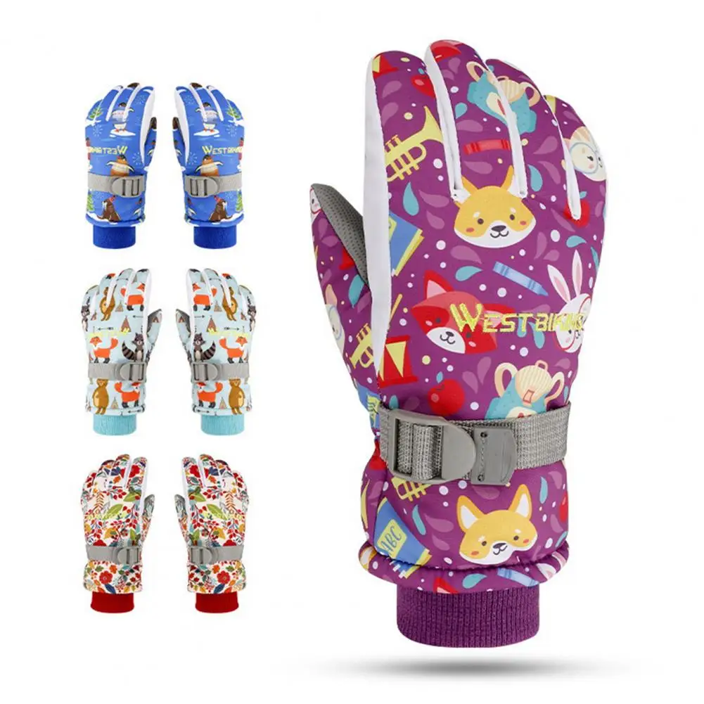 1 Pair Children Gloves Reliable Knitted Cuffs Anti-scratch Skiing Supplies Warm Gloves Winter Gloves