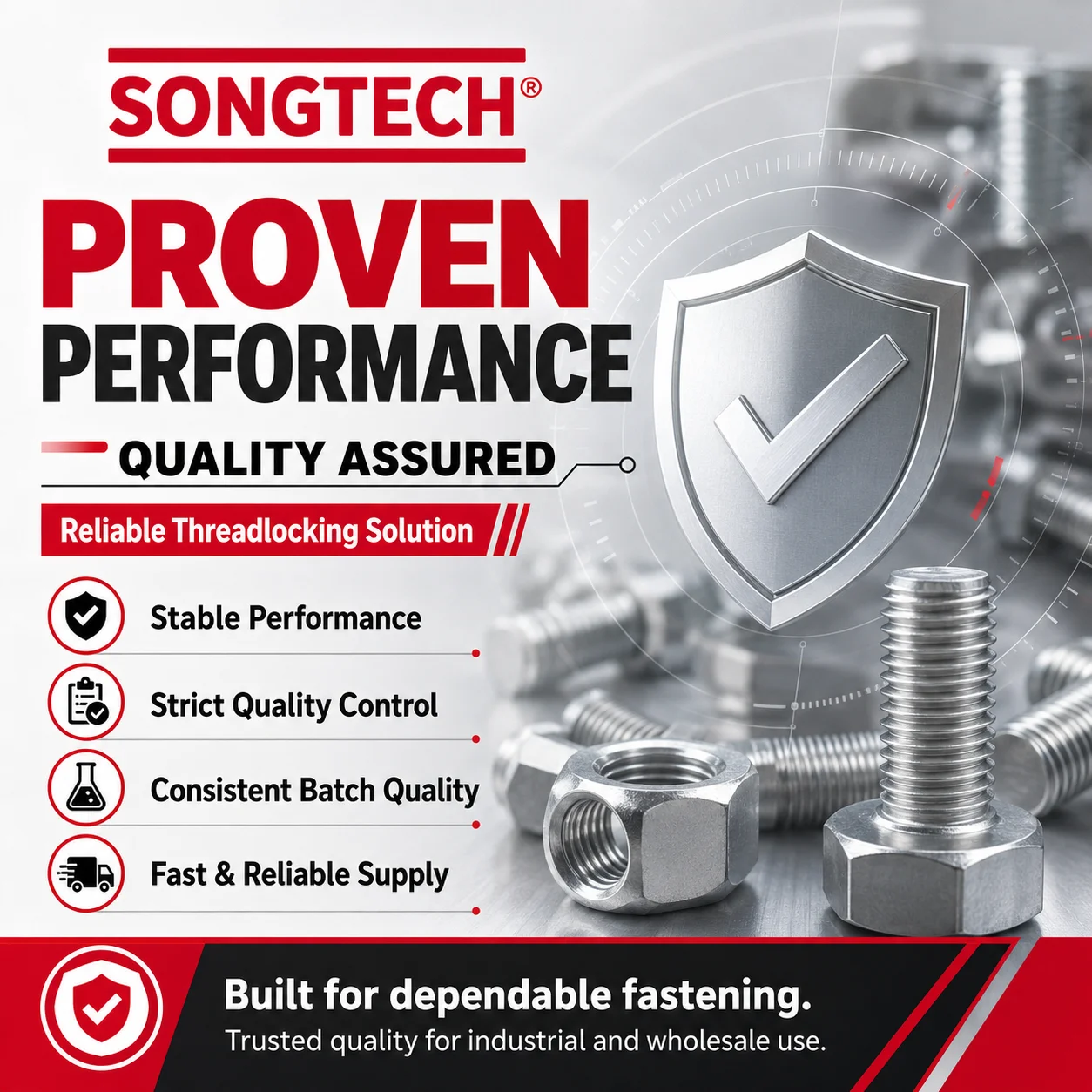 Фото Клей-фиксатор резьбы SongTech Loctite 277, высокопрочный, красный, для крупногабаритных болтов и гаек, для тяжелых металлических соединений №2