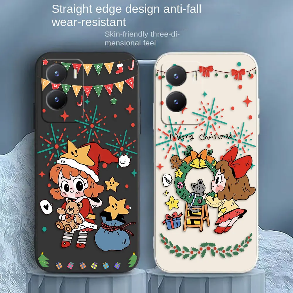 

Merry Christmas Girl Phone Case For VIVO Y55S Y31 Y33S Y55 Y35 Y51S Y52S Y53S Y66 Y73S Y77 5G Y85 Y93 Silicone Case Funda Shell