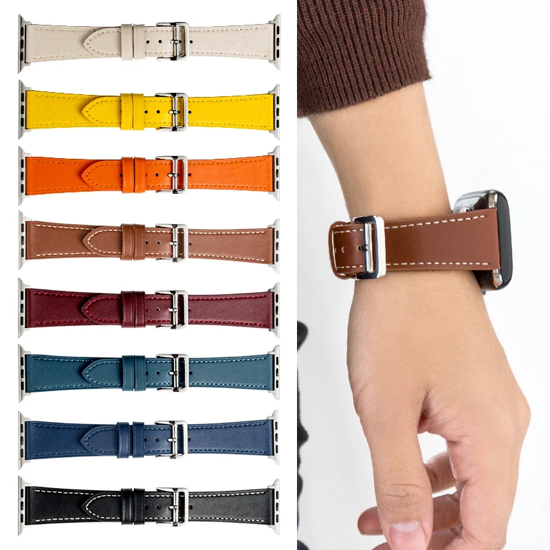 

Leather strap For Apple watch band 44mm 40mm correa 42mm 38mm wrist belt watchband bracelet iWatch series se 7 6 5 4 3 41mm/45mm