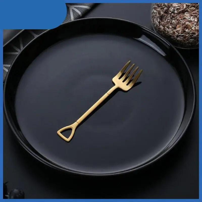 

Вилка из нержавеющей стали, многоцветная кухонная утварь в форме лопатки, вилка для фруктов, кухонный аксессуар, столовые приборы, модная посуда для мороженого