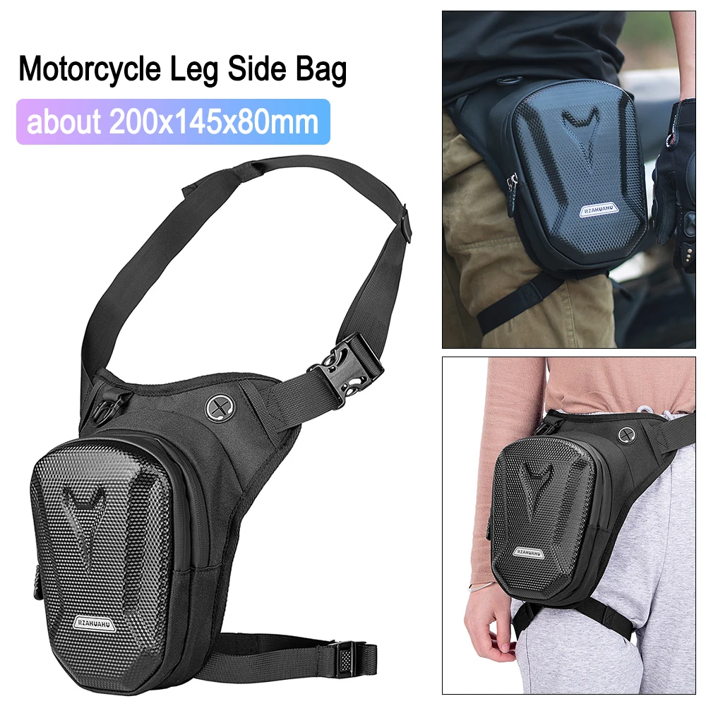 

RZAHUAHU Motorcycle Leg Side Bag EVA Hard Shell Outdoor Casual Riding Waist Bags Motorbike Mobile Phone Purse Hip Bum Pack Black