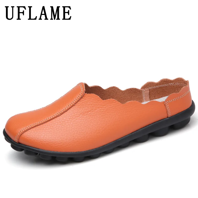 

New Brand Design Women Handmade Loafers Petal Edge Design Mules Genuine Leather Flat Shoes Solid Color Lazy Slip on Casual Shoes