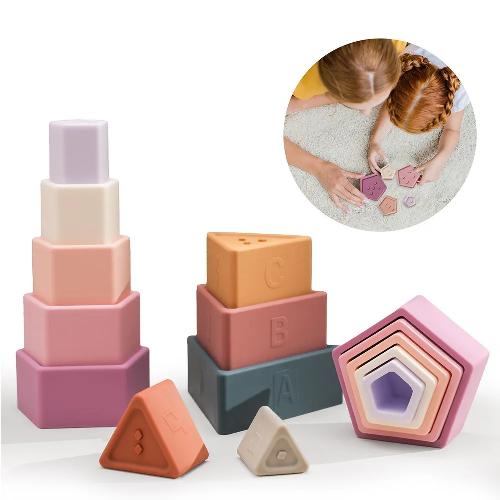 

1 Set Triangle Silicone Building Block Construction Educational Game Toys Montessori Toy For Kids Birthday Gifts Education Toy