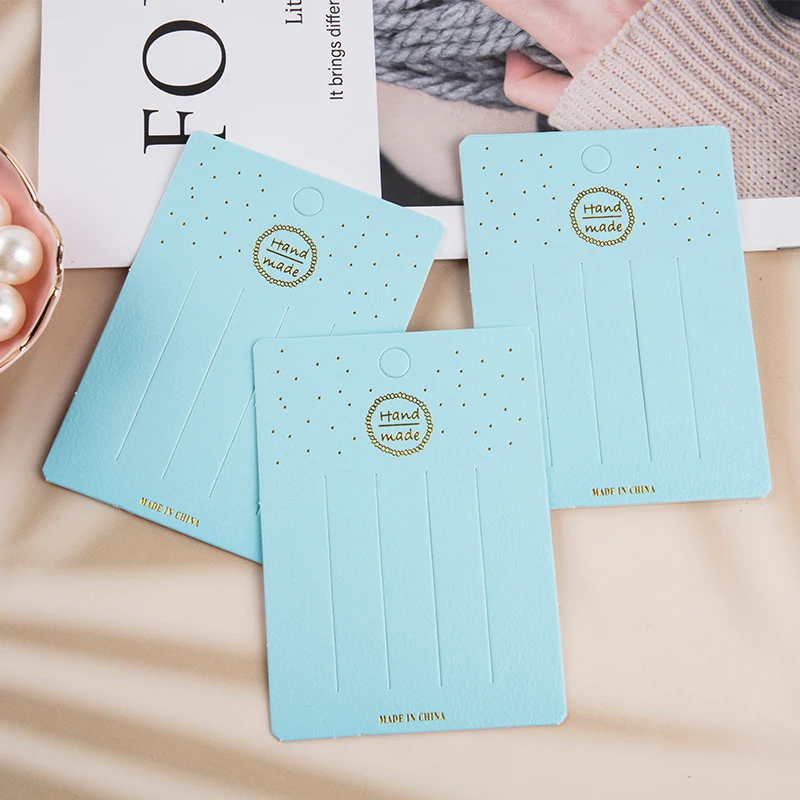 

50Pcs Lake Blue Gilding Hairpin Card Hair Clip Display Cards Rectangular Paper Cardboard Jewelry Packaging Card