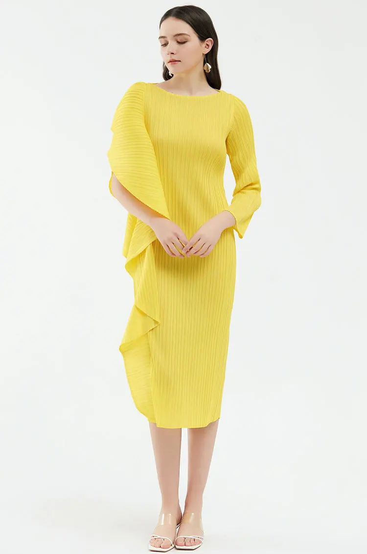 

Женское платье с длинным рукавом, маленькое асимметричное однотонное платье с длинным рукавом, весна 2023