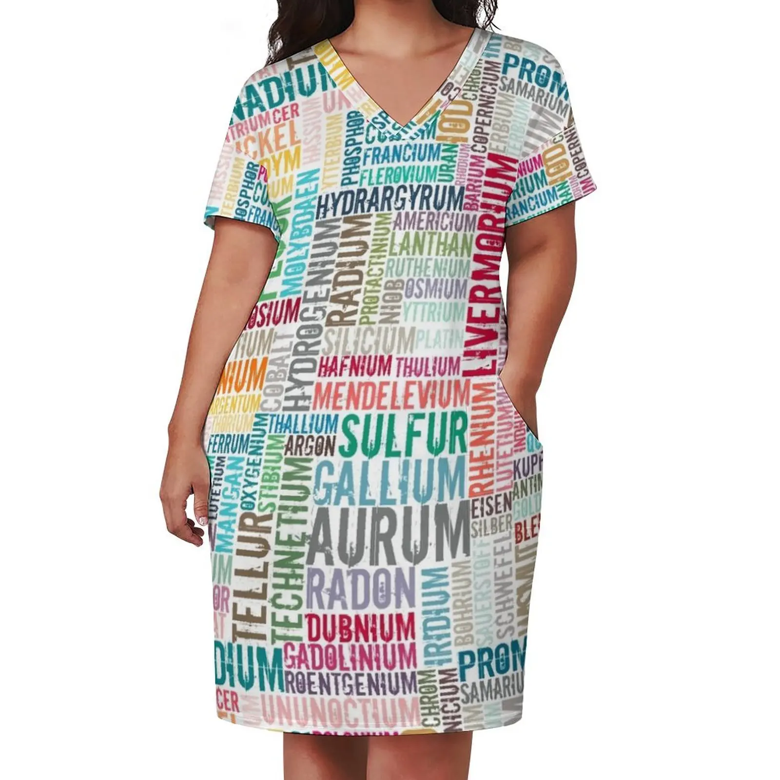 Chemische Elemente в Farbe... Свободное платье с карманами вечерние женские платья для особых