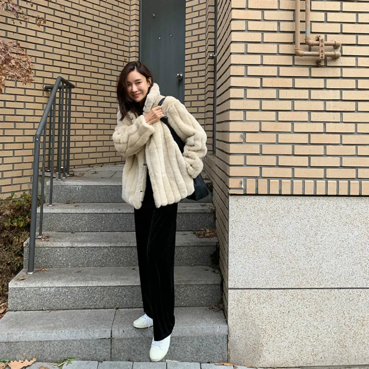 Favourite Super Hot Winter Women's Coat Coats Fur Mink Fur Thick Winter High Street Other Slim Real Fur Women's Winter Jacket