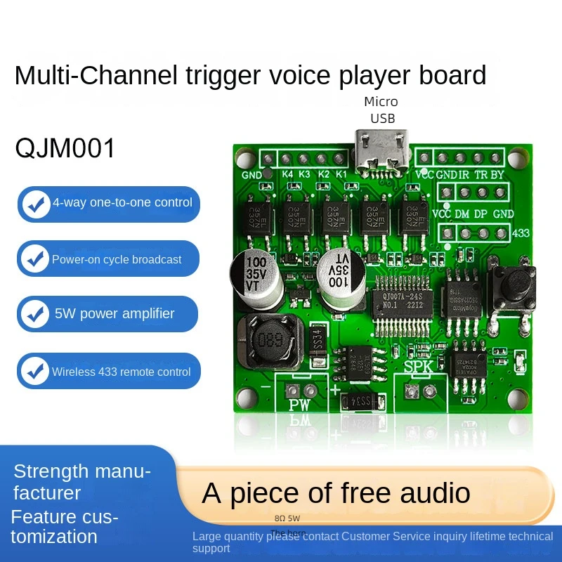 Modulo Vocale Chip Porta Seriale Controllo Trigger Broadcast Combination Play Wide Voltage 5 V E 24 V Multiplex Trigger Player