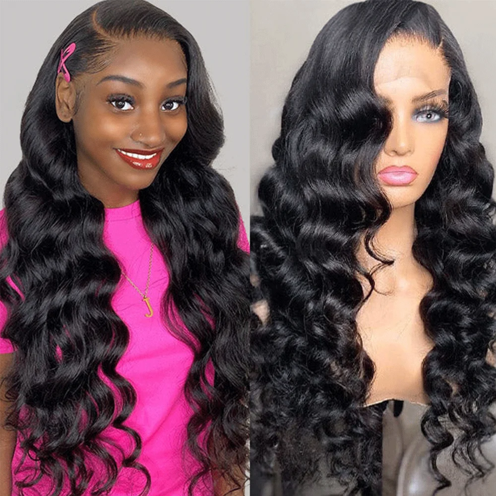 Body Wave Lace Front Wig HD Transparent Human Hair Wigs for Black Women Pre-plucked 13x4 Barrel Curl Body Wave Lace Frontal Wigs