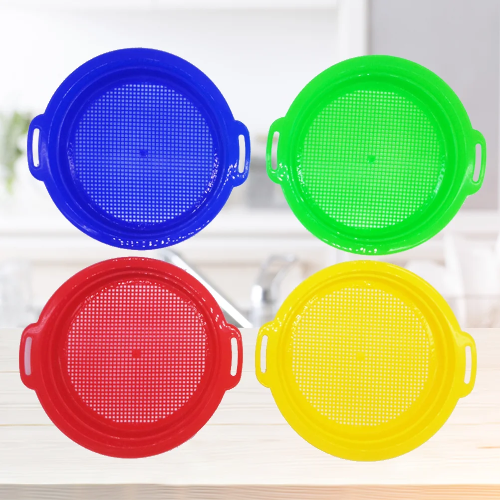 

4 Pcs Toy For Kids Beach Tool Filter 22x22cm Sand Sieve Toy Plastic Kids Baby
