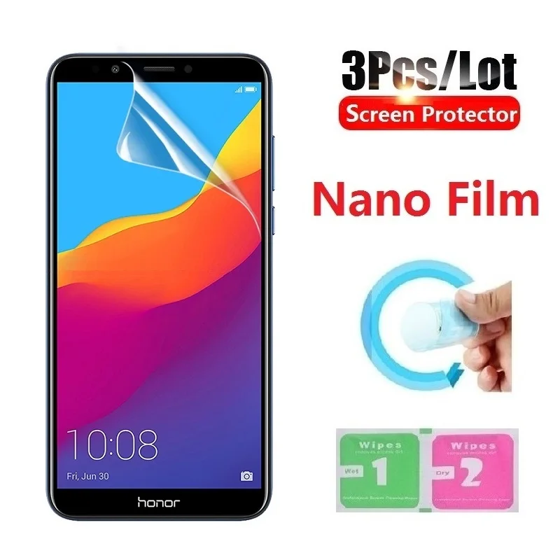 

Мягкая нано-пленка 3 шт., Защита экрана для Huawei Honor 6X 7X 8X 9X Pro 10X, Huawei Honor 8S 8C 8A 9 Lite, не стекло
