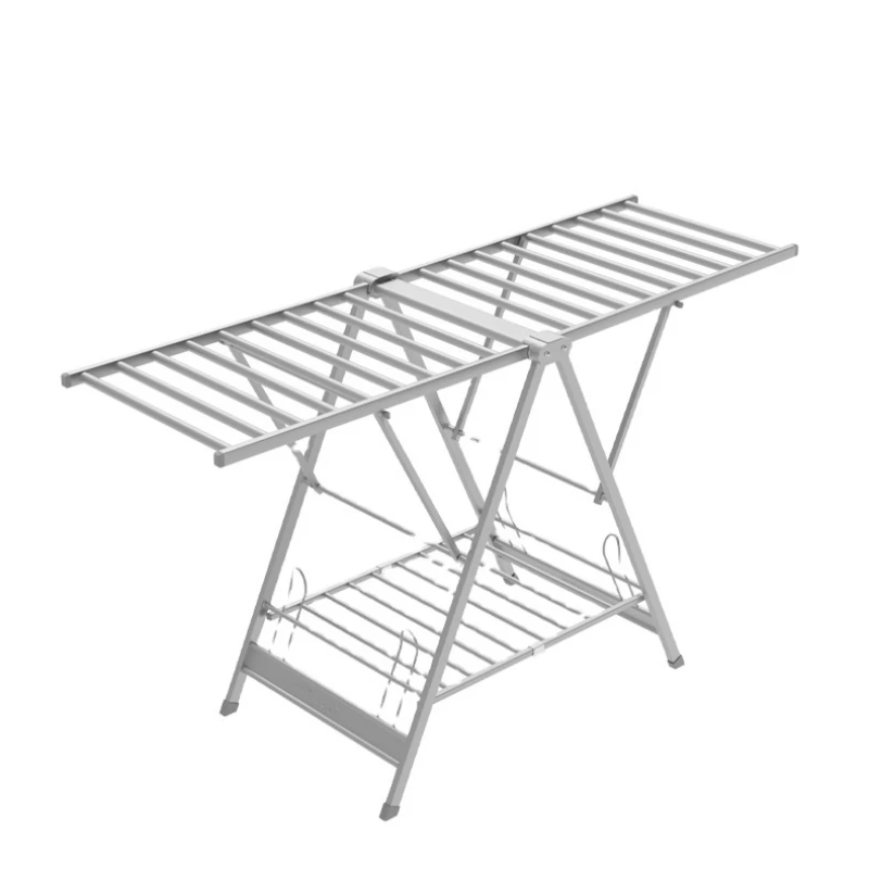 

Stainless steel household drying rack floor-to-ceiling folding indoor balcony